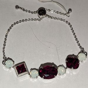 Sorrelli Silver Bracelet with Red and White Gems